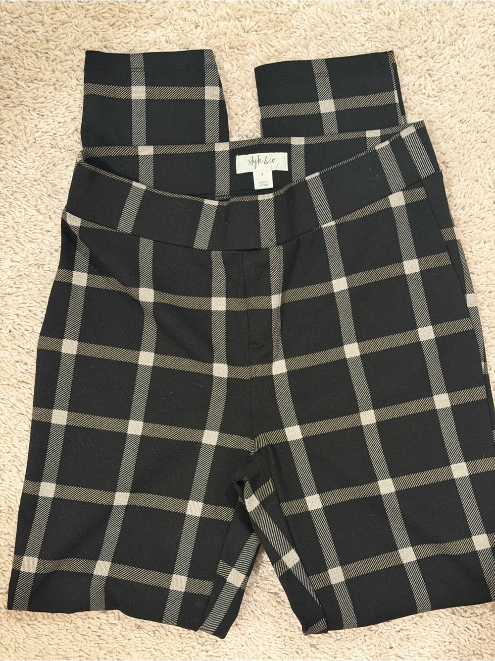 Style & Co. Black and Beige Plaid Girls Stretch Shorts